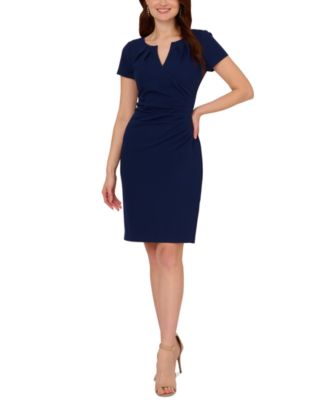 Adrianna Papell - Women's Notched-Neck Pleated Sheath Dress