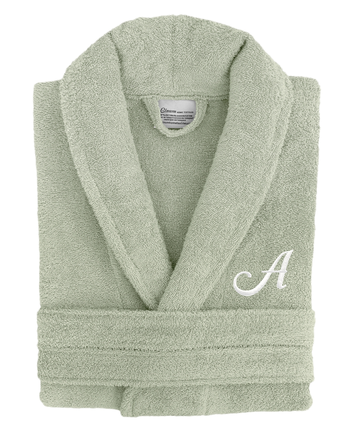 Linum Font 100% Turkish Cotton Unisex Terry Bathrobe - Green Z