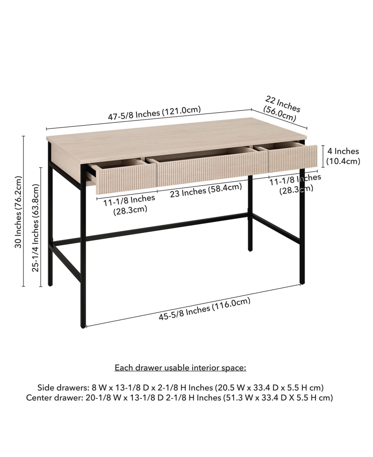 Hudson & Canal 48" Nolan Wide Rectangular Writing Desk