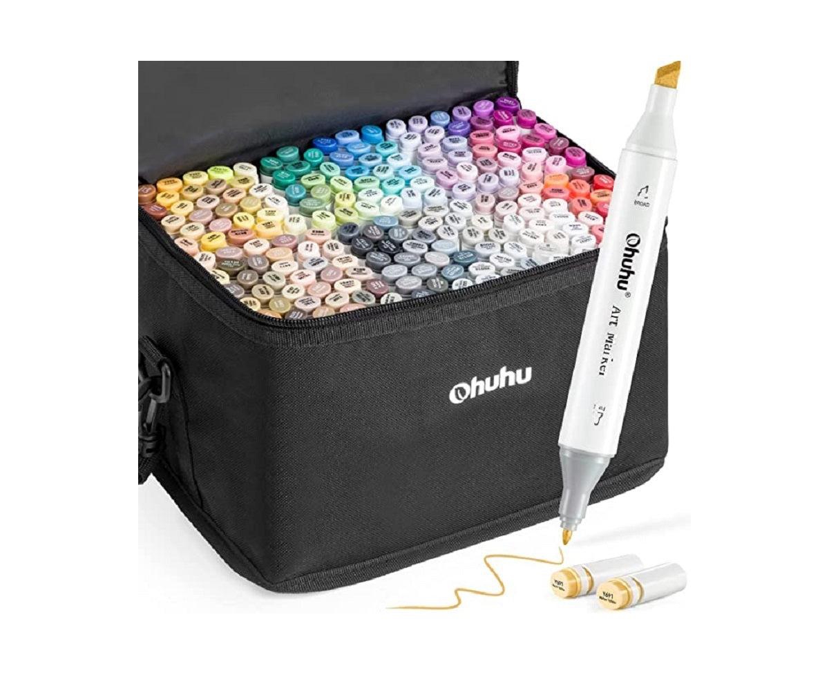 Ohuhu Oahu 200ct Fine/Chisel Dual Tip Alcohol Markers Y30-80401-87 - Assorted Pre-pack (See Table 9