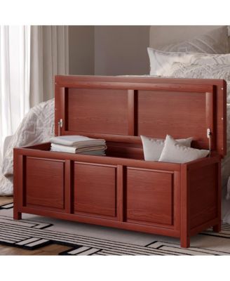 Solid Wood Storage Bench with Open Top, Removable Tray, and Foam Cushion for Entryway or Bedroom