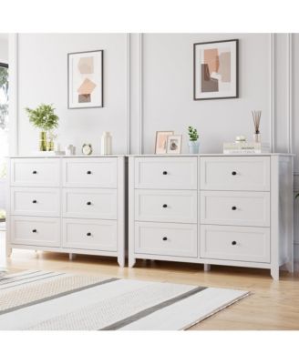 6-Drawer Wood Dresser with Deep Storage and Nickel Handles