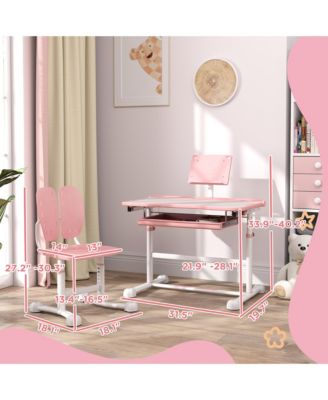 Adjustable Kids Desk and Chair Set with Tilt Desktop, Storage,