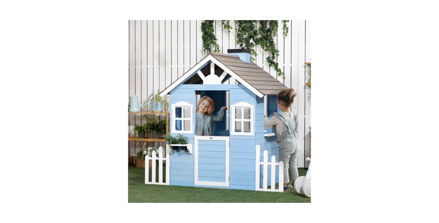 Детская игрушка Slickblue Kids Wooden Playhouse, Ages 3-7, цвет: Синий — фото 2
