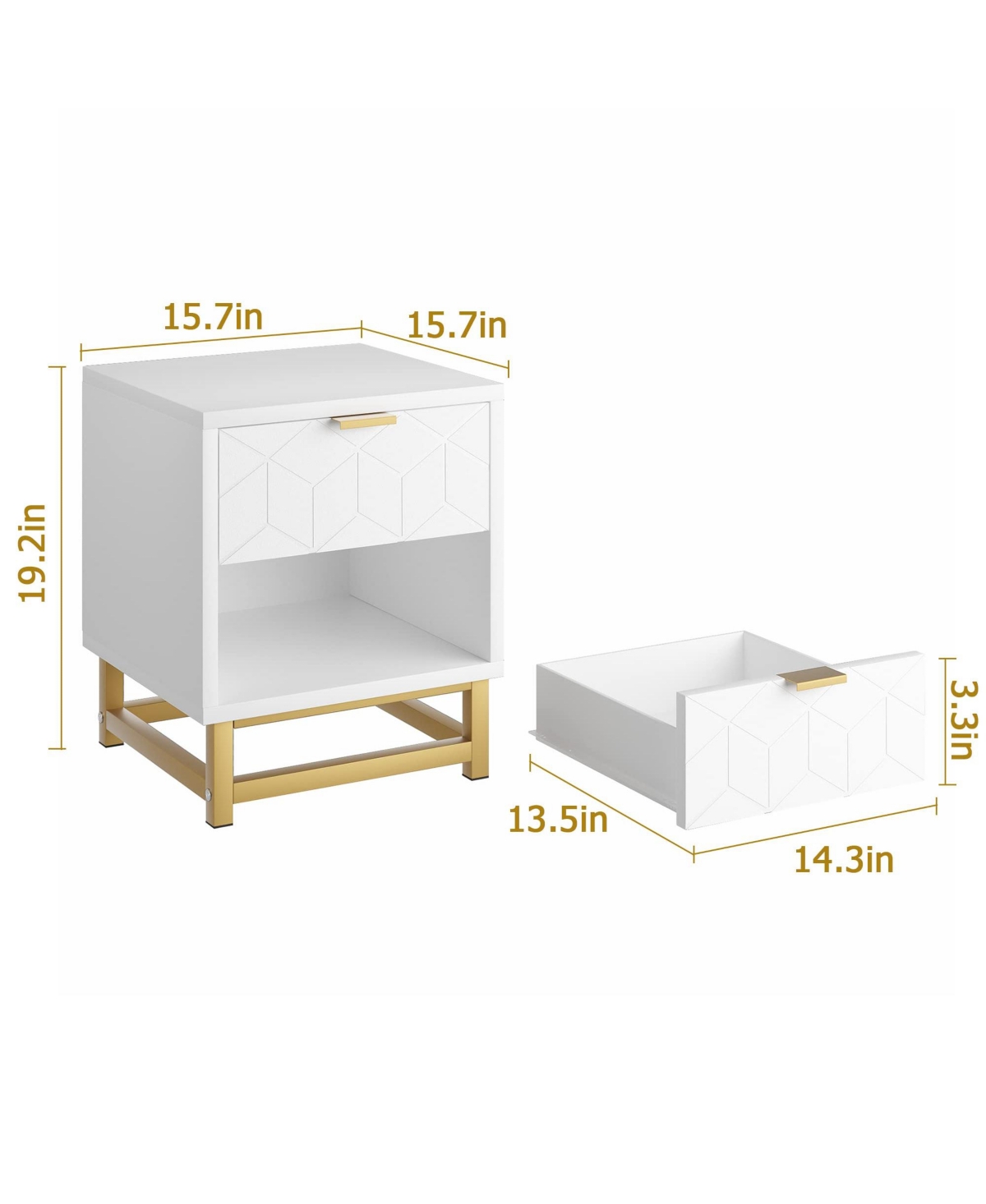 gaomonNightstand, Modern 2 Drawer Dresser for Bedroom, Large End Side Table Bedside Table with 2 Drawers - White