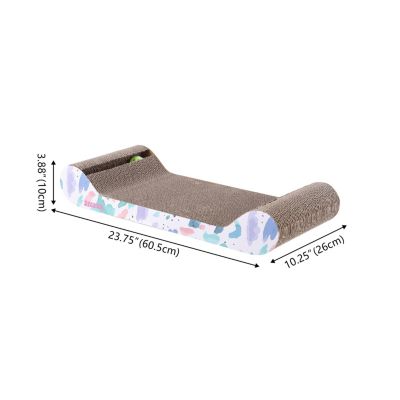 Rini 23.75" Modern Cardboard Lounge Bed Cat Scratcher with Built-In Bell Toys and Catnip