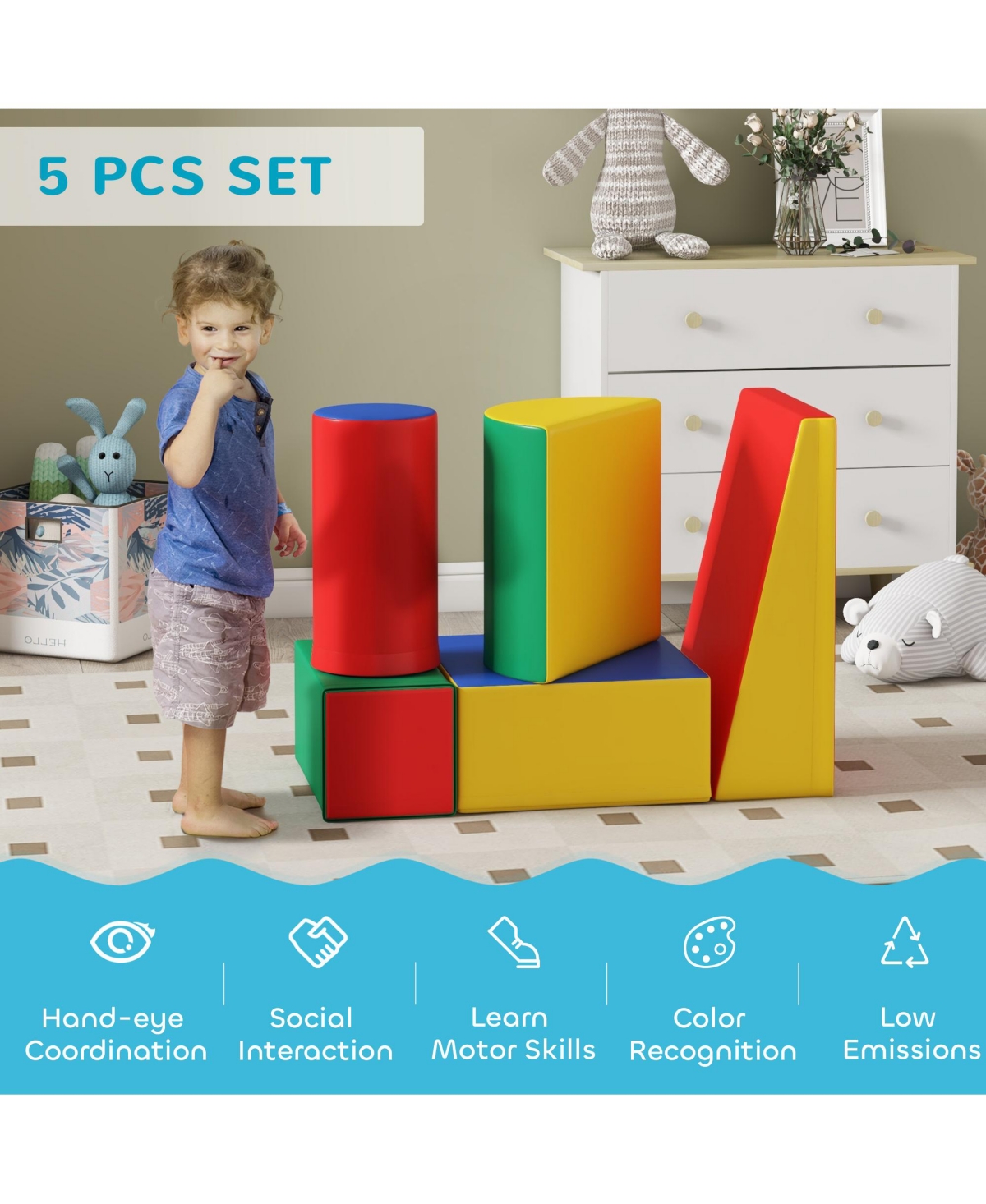 Soozier 5 Piece Climb and Crawl Activity Play Set,- Assorted