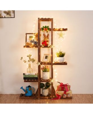 6-Tiered Wood Plant Stand Flower Pot Rack Bonsai Display Bench Patio Shelf Porch