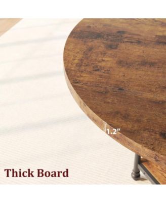 1Pc MDF 47-Inch Round, 1.59-Inch Thick Top with Storage Shelves & Roman Metal Legs Dining Table