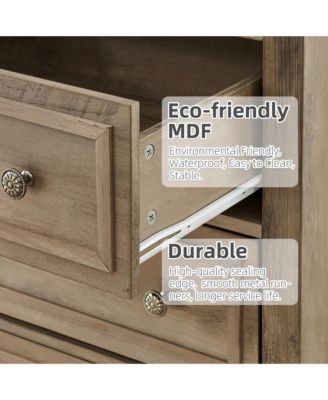 5 Drawers Dresser for Bedroom, White Dresser with Wide Drawers, Wood Chest of Drawers, Tall Dresser for Bedroom