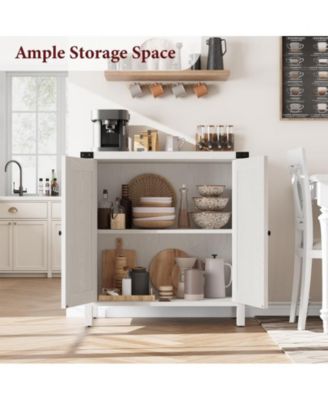 Buffet Cabinet Farmhouse Storage Cabinet with Doors and Shelves, Buffets and Sideboards Entryway Cabinet with Storage Accent Console Cabinet for Living Room, Dining Room (White)