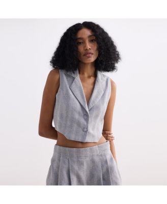 Women's Cropped Cotton Tweed Vest