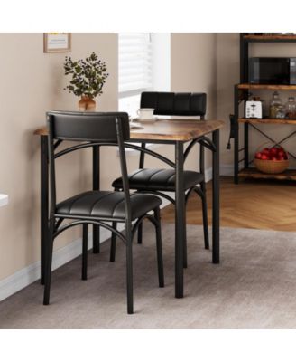 3 PC Wood Dining  Kitchen Table and Upholstered Chairs Table Set