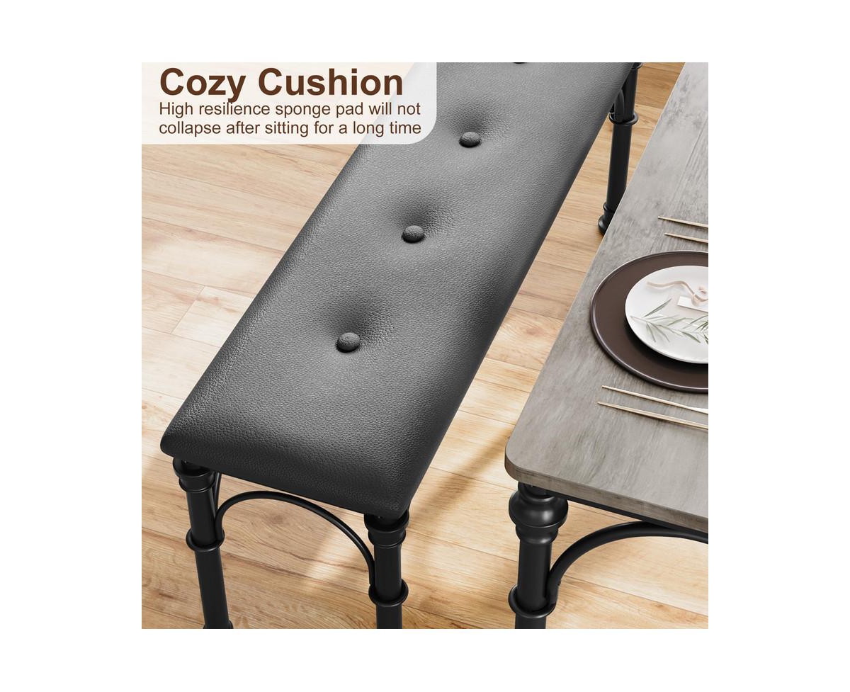 gaomon Dining Table Set for 4, Kitchen Table Set with Roman Columns, Dining Table Set for 4-6 with Upholstered Benches, The 3-Piece Dining Table Set f