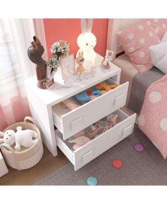 White Storage Dresser Organizer Nightstand With 2 Drawers