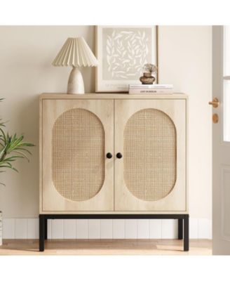 Buffet Cabinet, Rattan Storage Cabinet with Doors and Shelves, Accent Cabinet Sideboard, Wood Console Cabinet with Storage Entryway Cabinet