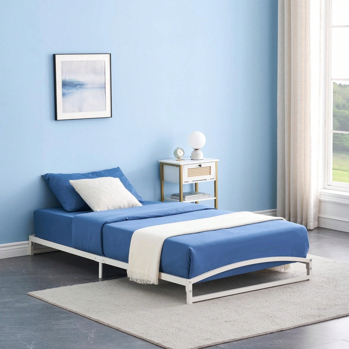 gaomon Bed Frame, 6 Inch Low Profile Platform Bed Frame, Heavy Duty Metal Full Size Bed, Mattress Foundation With Steel Slat Support, 6 Inch Height, E