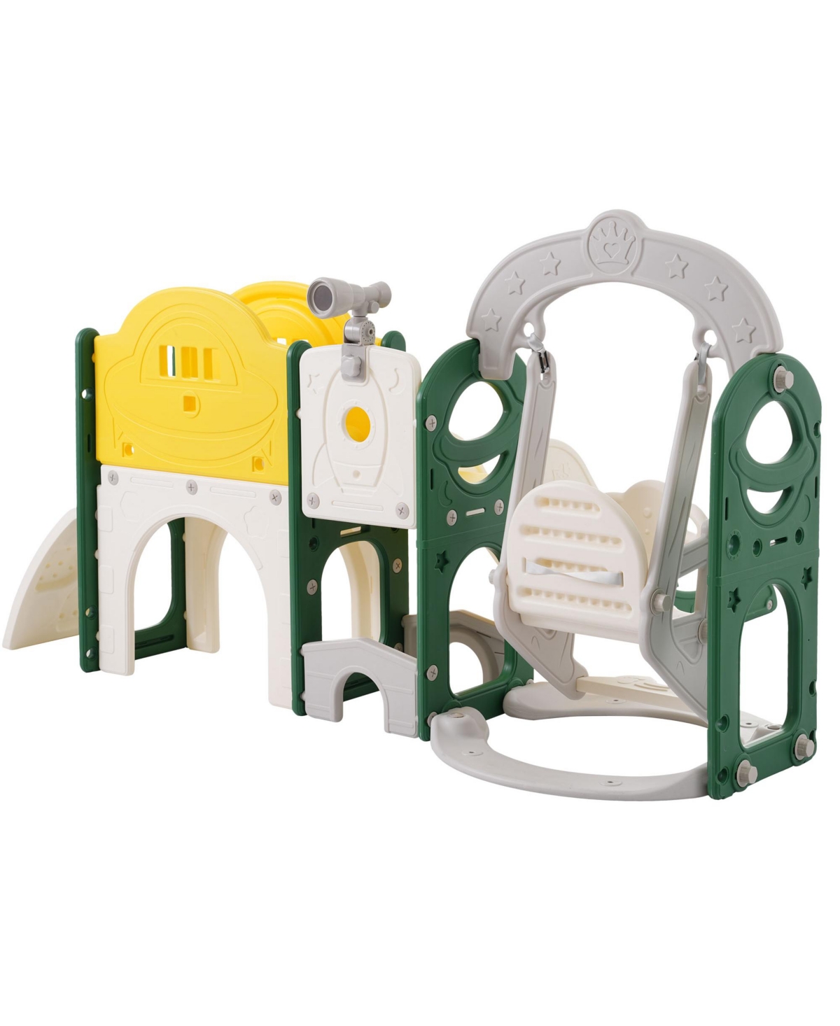 Slickblue Kids Playground Climber Slide Playset with Basketball Hoop Indoor & Outdoor Fun for Babies