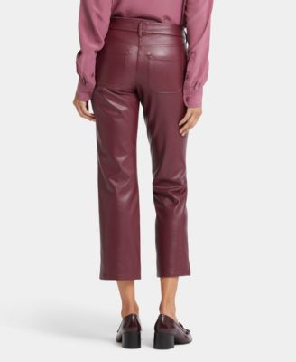 Women's Faux Leather Straight Ankle Pants