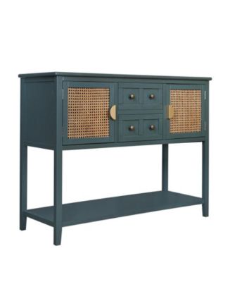 gaomon Rattan Entryway Table Console Table with Drawers, Narrow ...