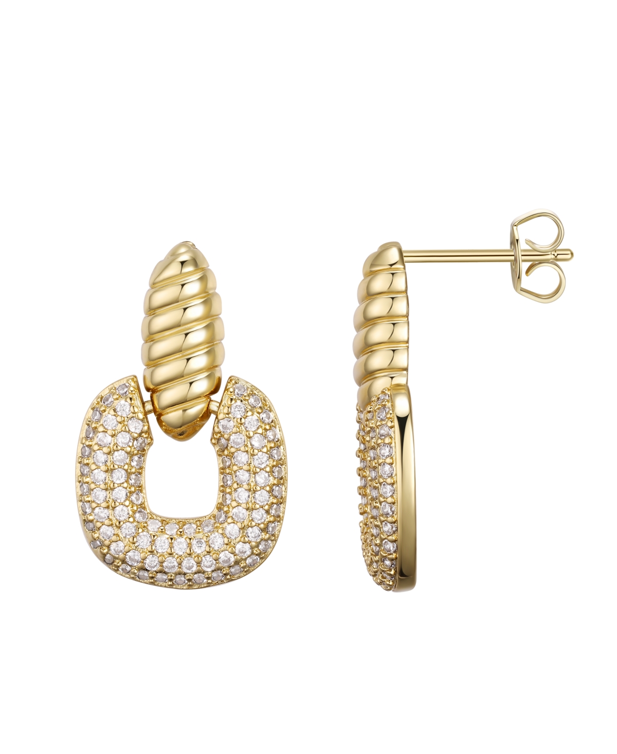 Macy's Cubic Zirconia Cushion Design Dangle Earrings In Gold