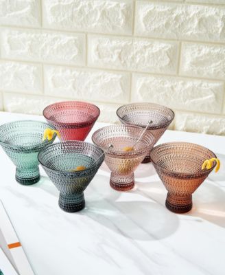 Colored Stemless Martini Cocktail Glasses, Set of 6