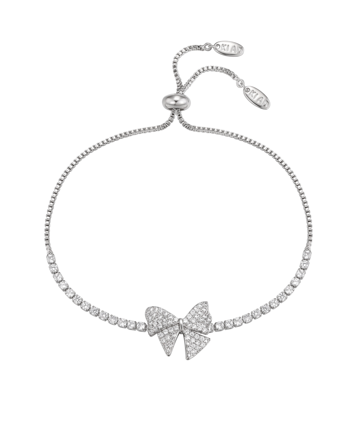 Macy's Cubic Zirconia Bow Adjustable Bracelet In Silver