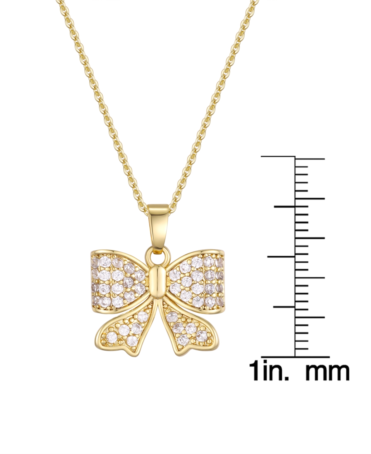 Macy's Cubic Zirconia Bow Pendant Necklace In Gold