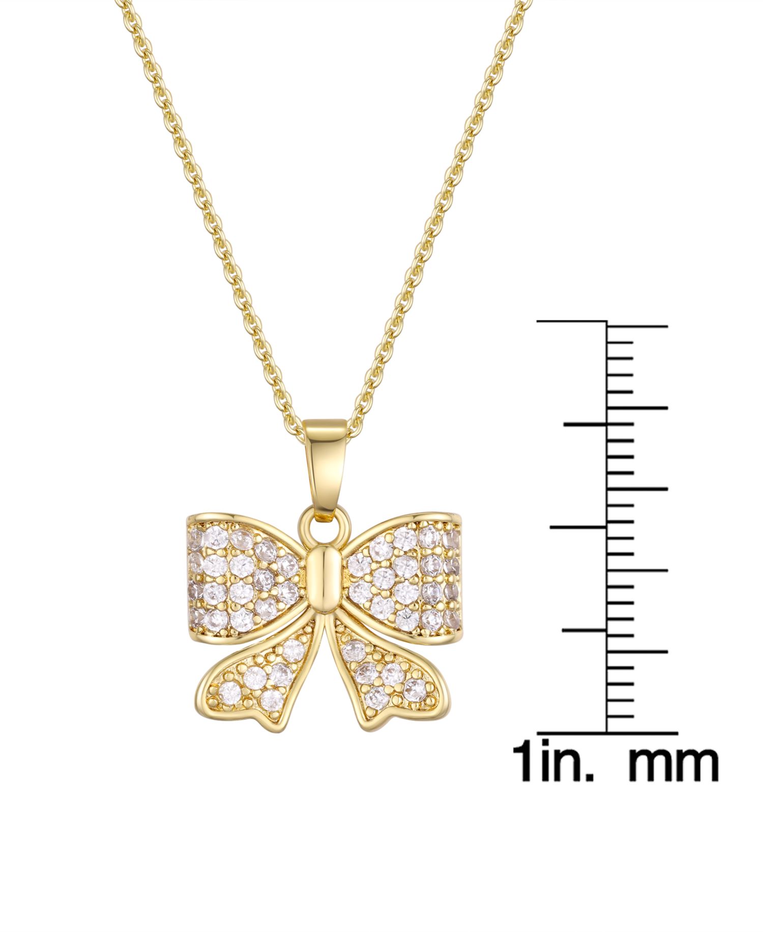 Cubic Zirconia Bow Pendant Necklace