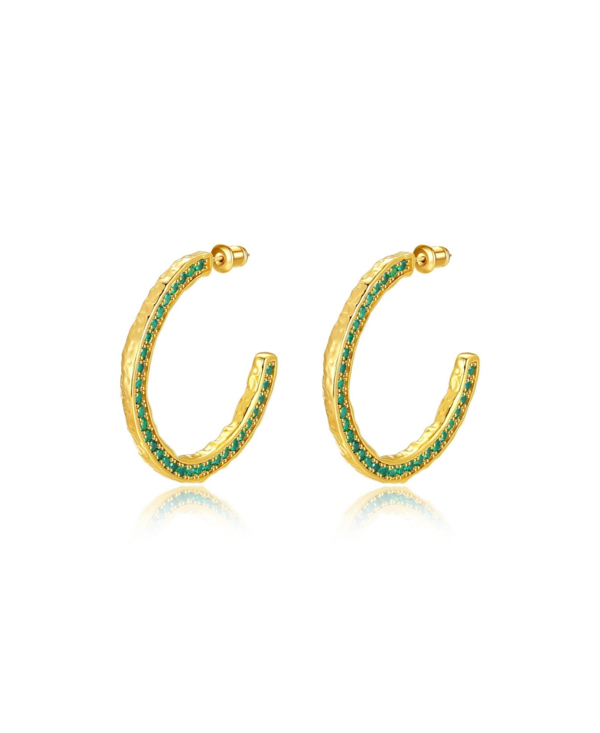 Cubic Zirconia Molten C Hoop Earrings - Gold