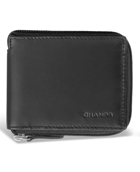 CHAMPS Men's Classic Collection Leather Zip-Around Wallet