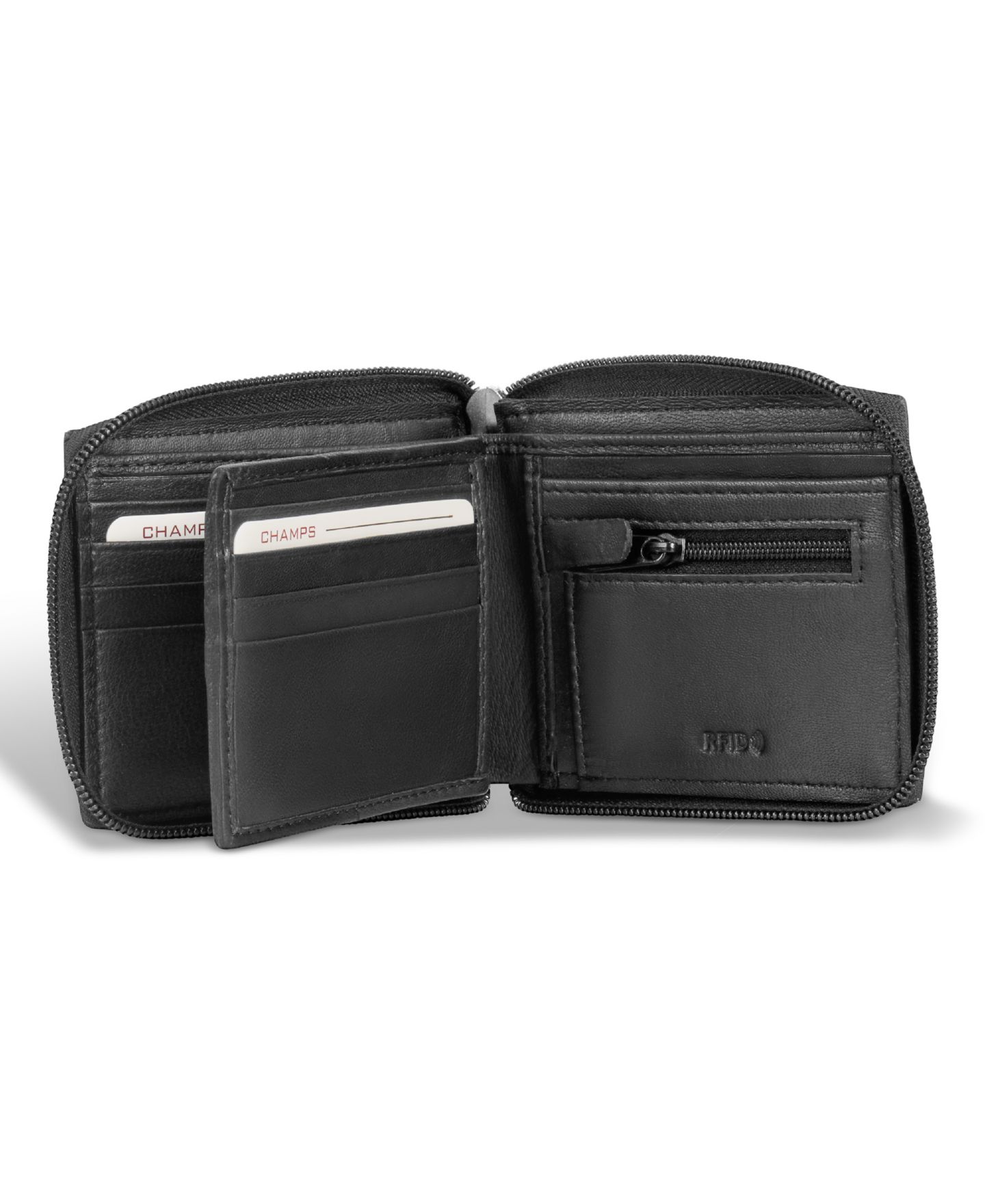 Мужской кошелёк CHAMPS Classic Collection Leather Zip-Around Wallet, цвет: Чёрный — фото 4