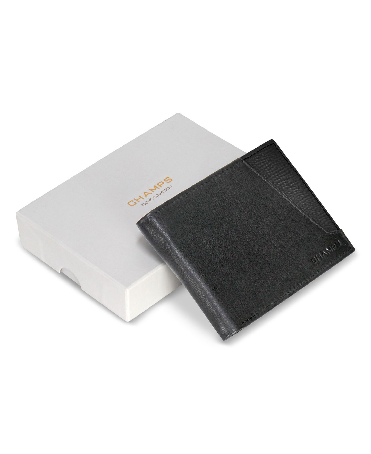 Мужской кошелёк CHAMPS Iconic Collection Leather Top Wing Wallet, цвет: Чёрный — фото 5