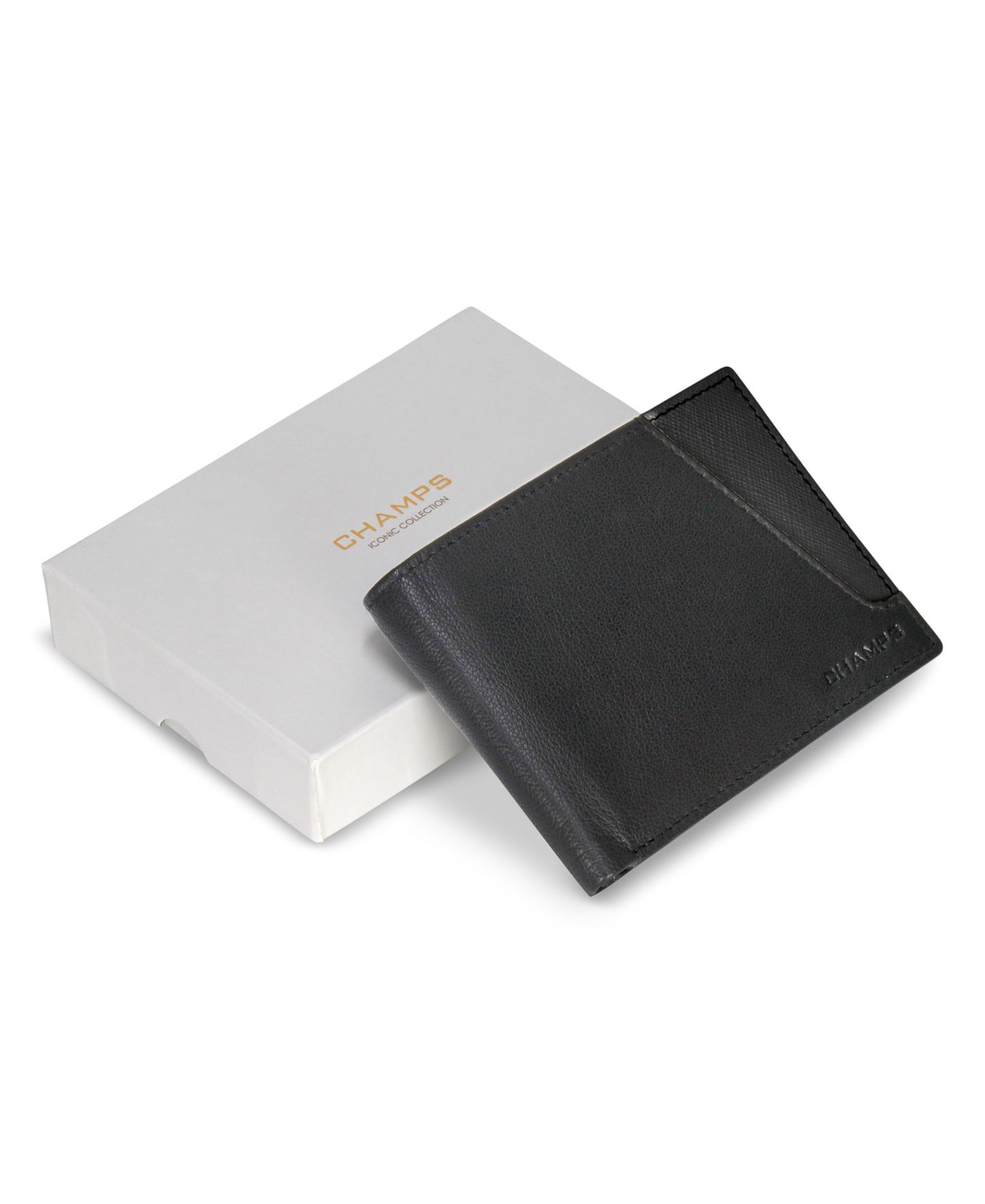Мужской кошелёк CHAMPS Iconic Collection Leather Center Wing Wallet, цвет: Чёрный — фото 5