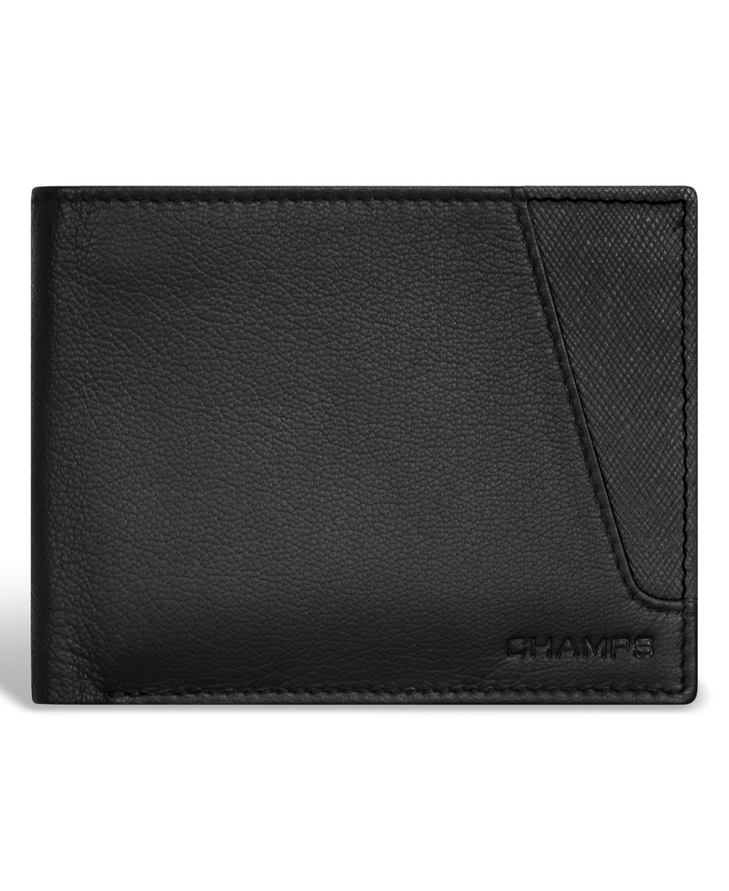 Мужской кошелёк CHAMPS Iconic Collection Leather Center Wing Wallet, цвет: Чёрный — фото 1