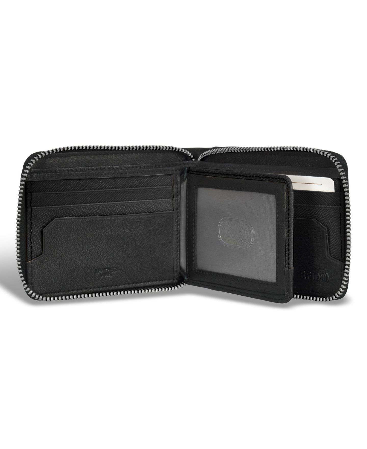 Мужской кошелёк CHAMPS Iconic Collection Leather Zip Around Wallet, цвет: Чёрный / Слоновая кость — фото 8