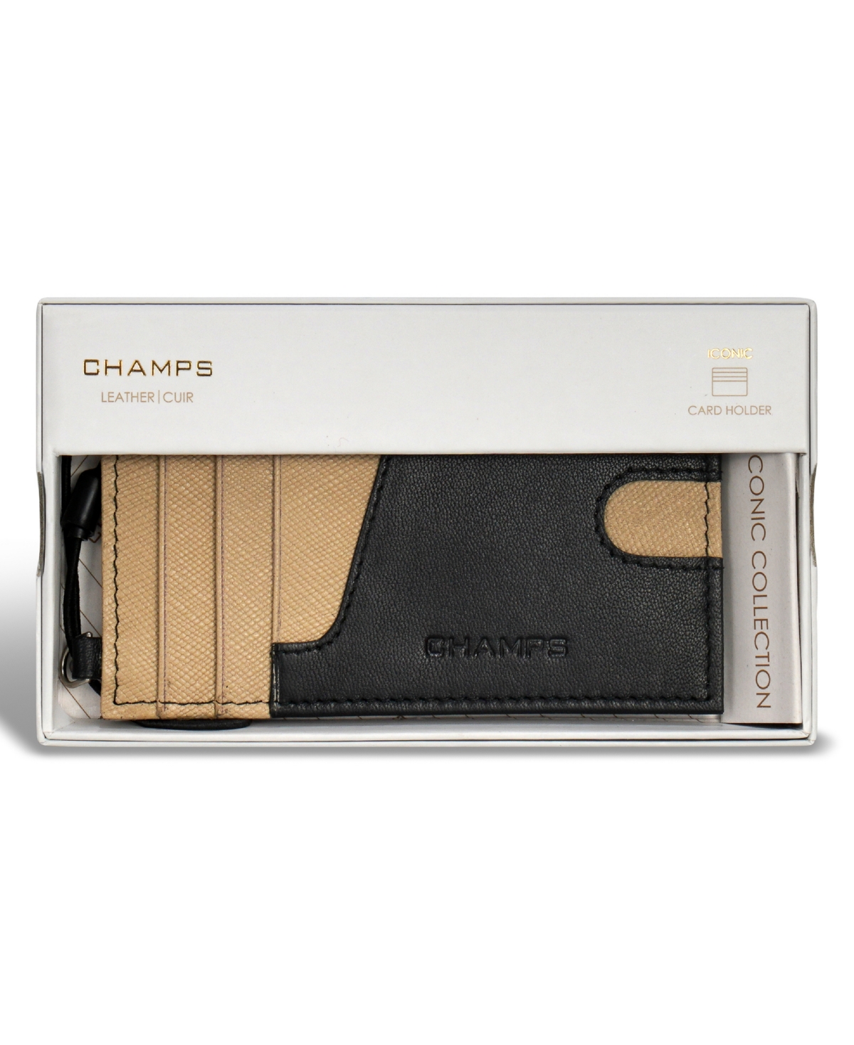 CHAMPS MEN'S ICONIC COLLECTION LEATHER SLIM CARDHOLDER 