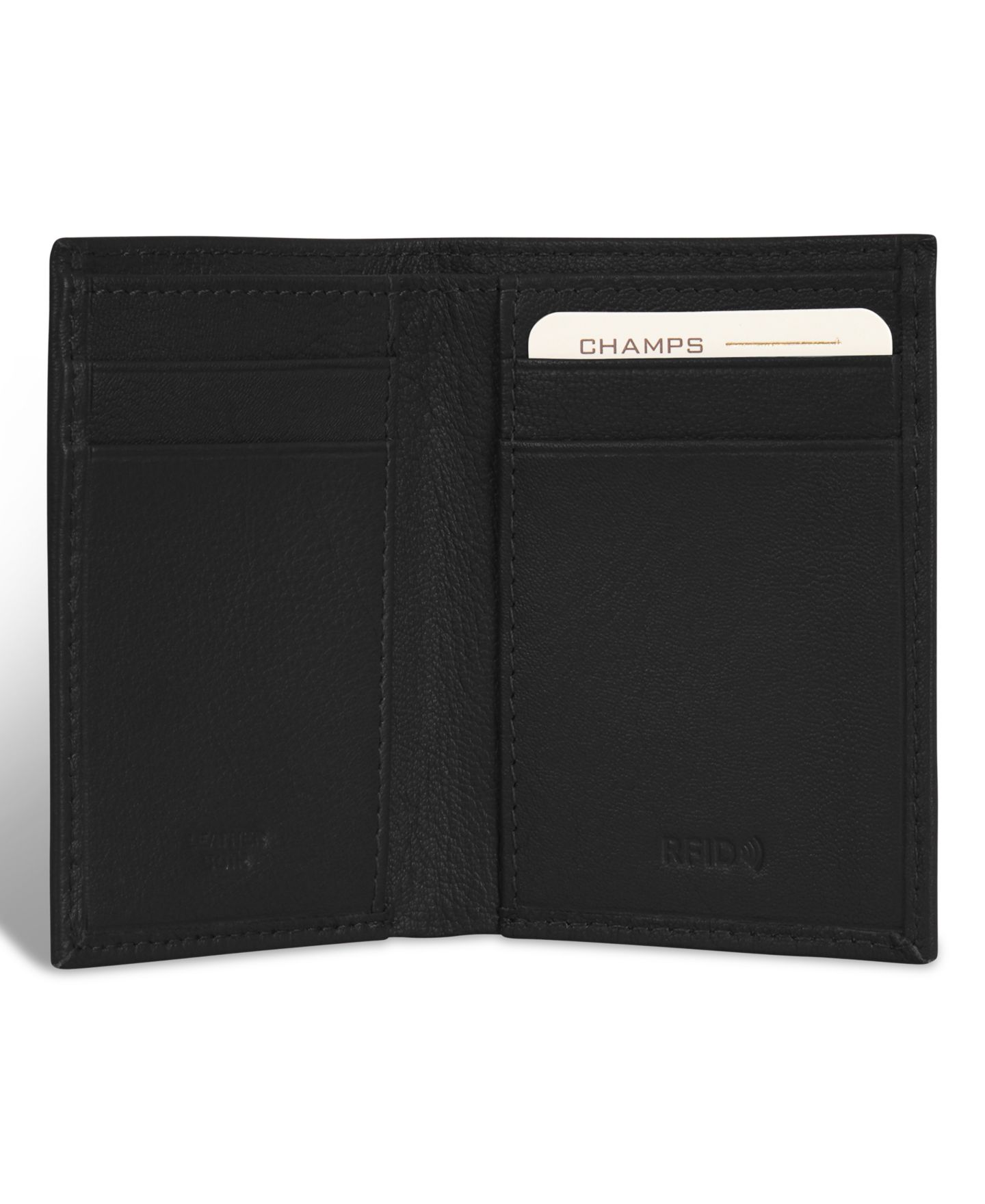 Мужской кошелёк CHAMPS Onyx Collection Leather Vertical Slim Wallet, цвет: Чёрный — фото 3