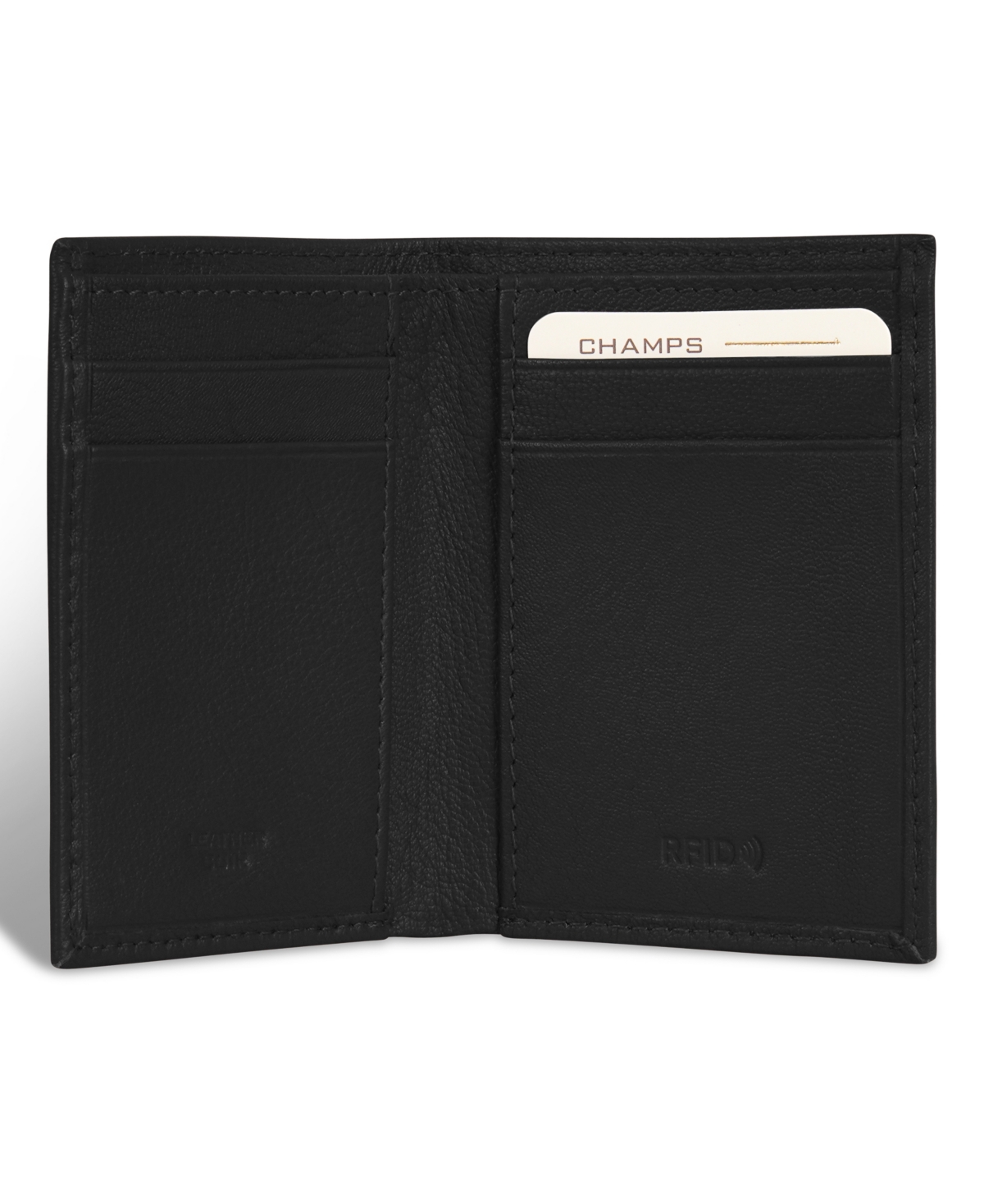 Shop Champs Men's Onyx Collection Leather Vertical Slim Wallet In Black