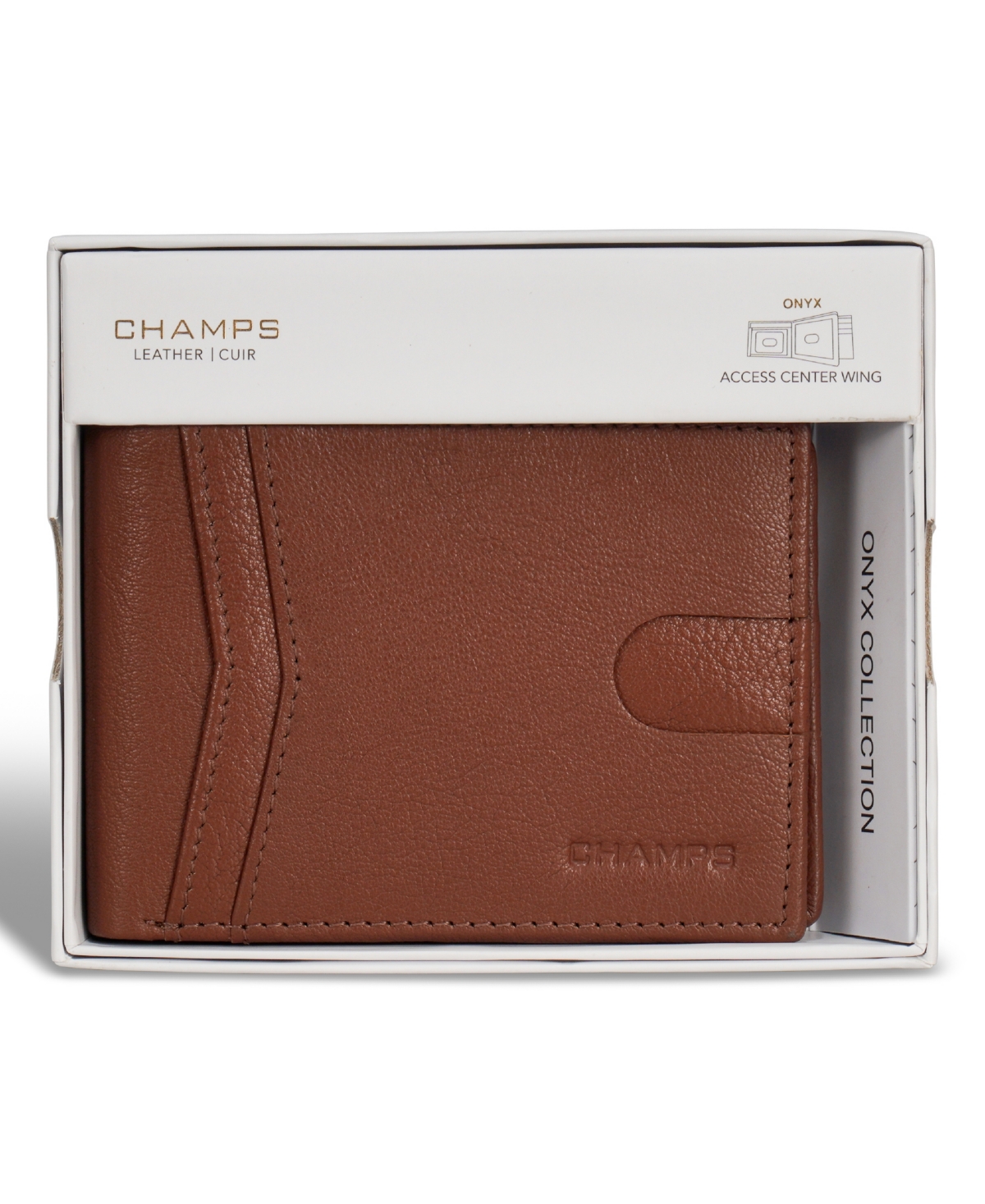 CHAMPS MEN'S ONYX COLLECTION LEATHER ACCESS CENTER WING WALLET 