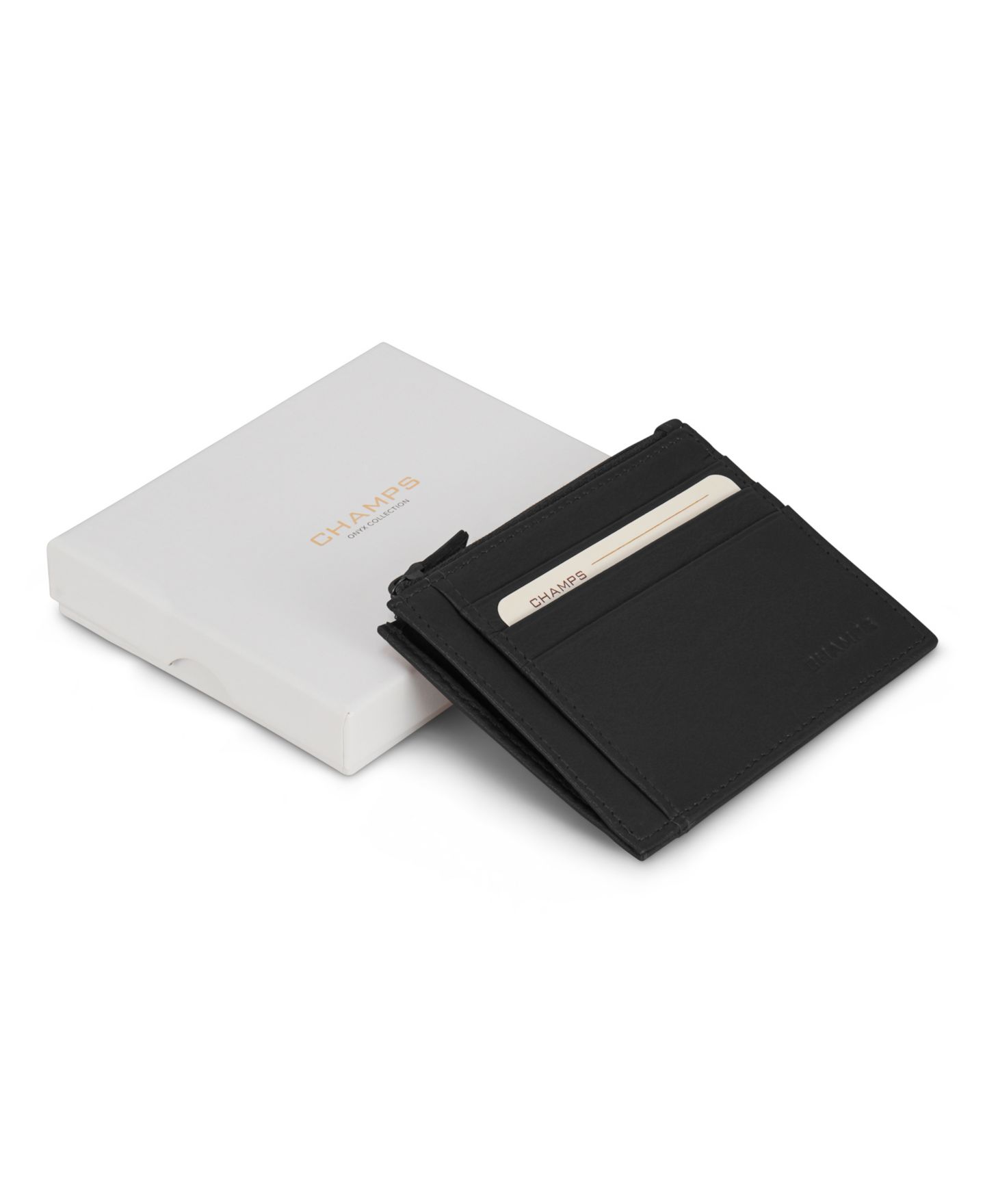 Мужской кошелёк CHAMPS Onyx Collection Leather Zip Card Case, цвет: Чёрный — фото 4