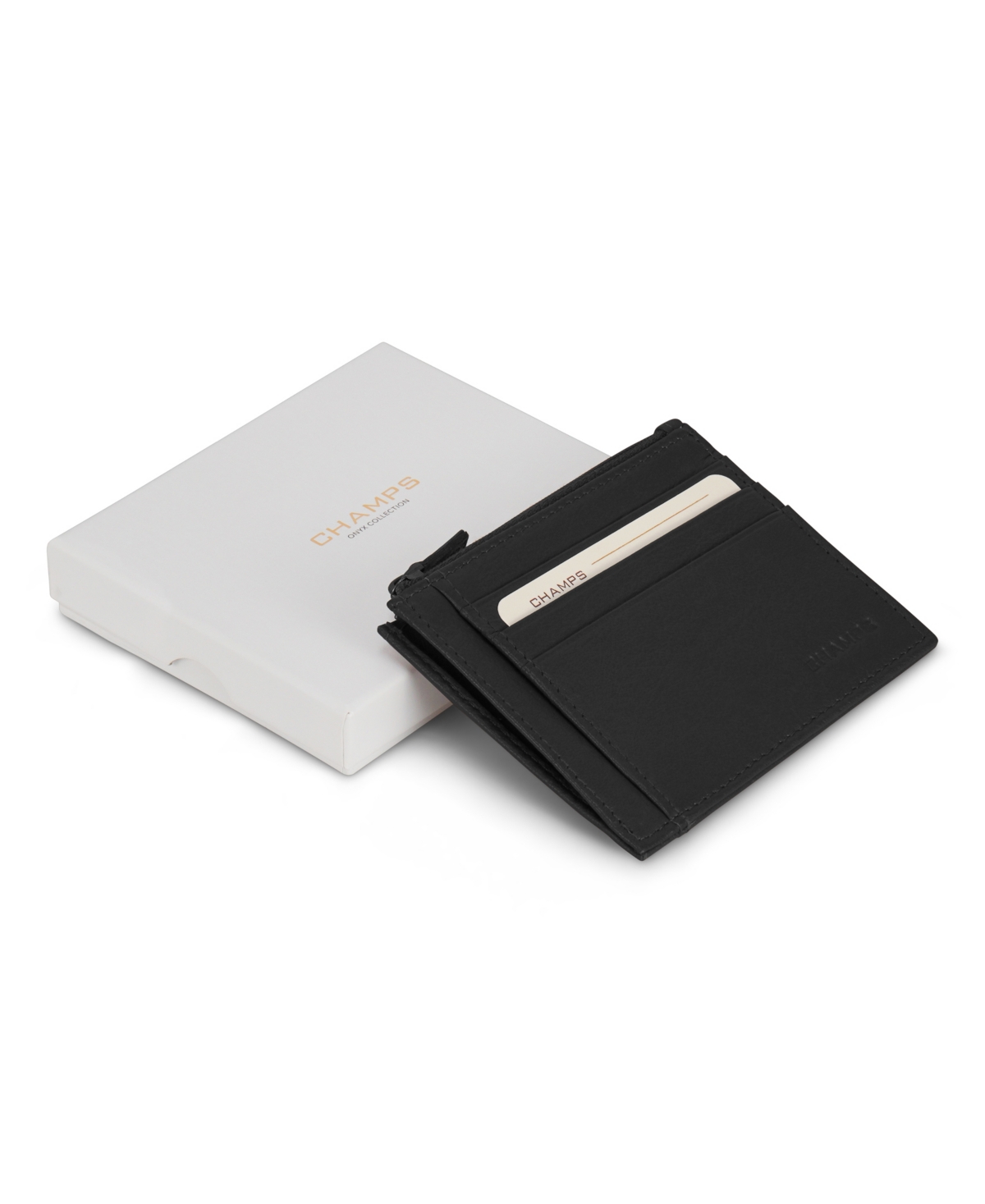 CHAMPS MEN'S ONYX COLLECTION LEATHER ZIP CARD CASE 