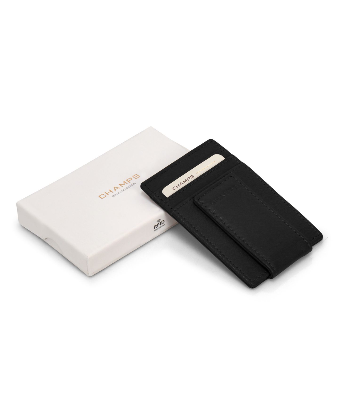 Мужской кошелёк CHAMPS Onyx Collection Leather Mag Card Case, цвет: Чёрный — фото 5