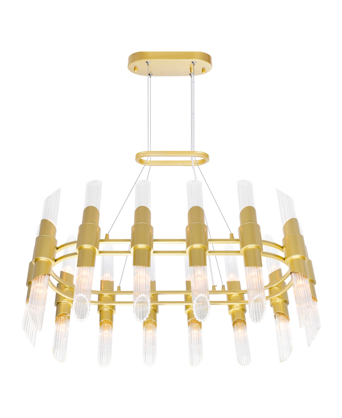 Cwi Lighting 22" Metal Croissant 28 Light Chandelier In Satin Gold