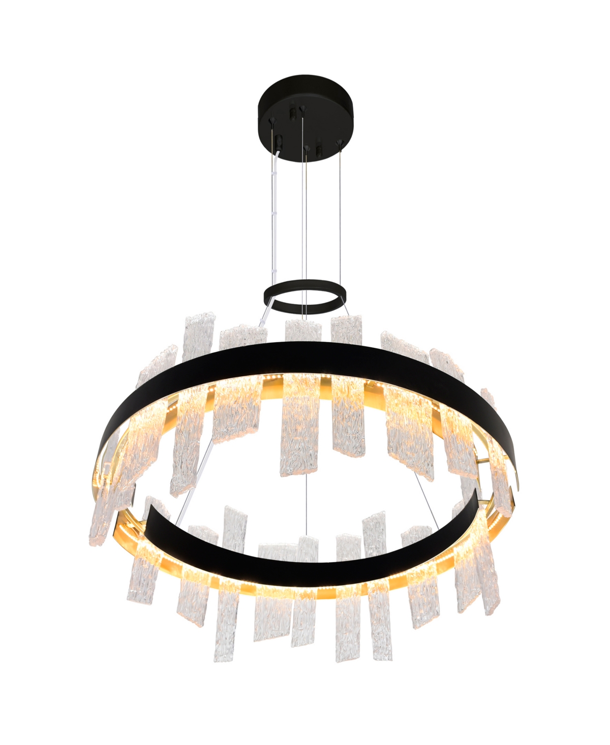 Shop Cwi Lighting 14" Metal Guadiana Led Chandelier In Black Satin Gold