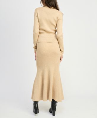 En Saison Women's Gweneth Cardigan - Gweneth Pull-On Knit Maxi Skirt