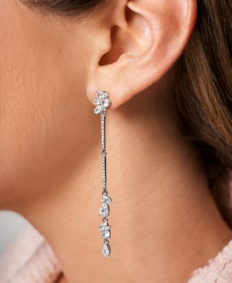 Silver-Tone Pav&eacute; & Crystal Mismatch Drop Earrings