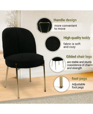 Teddy Set of 2  Fabric Adjustable Foot Nails Upholstered Seating  Dining Chair