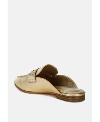 Adam Lane Stud Detail Metallic Pleather Mules