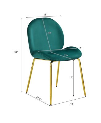 4PCS Velvet Dining Chair Accent Leisure Chair Armless Side Chair Green